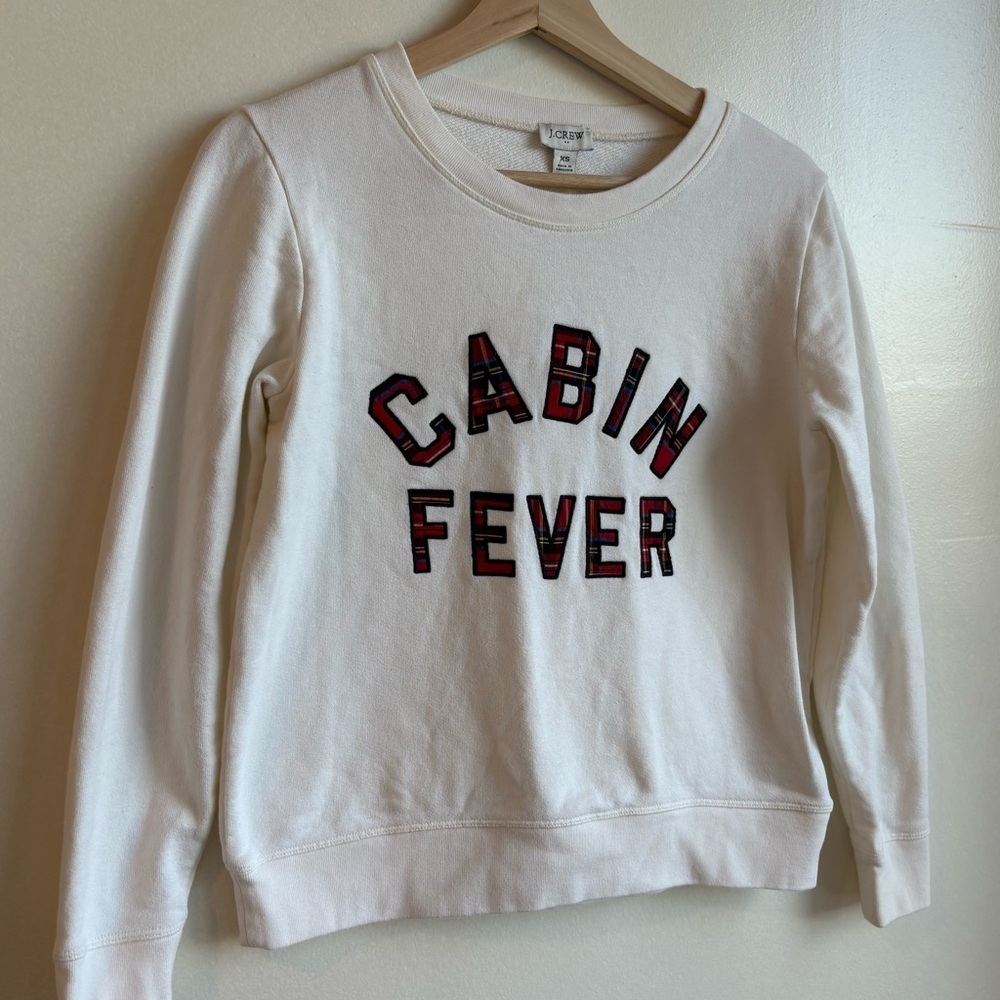 J.Crew Holiday Cabin Fever Fleece Pullover Sweater – Ivory Tartan XS - Picture 4 of 7